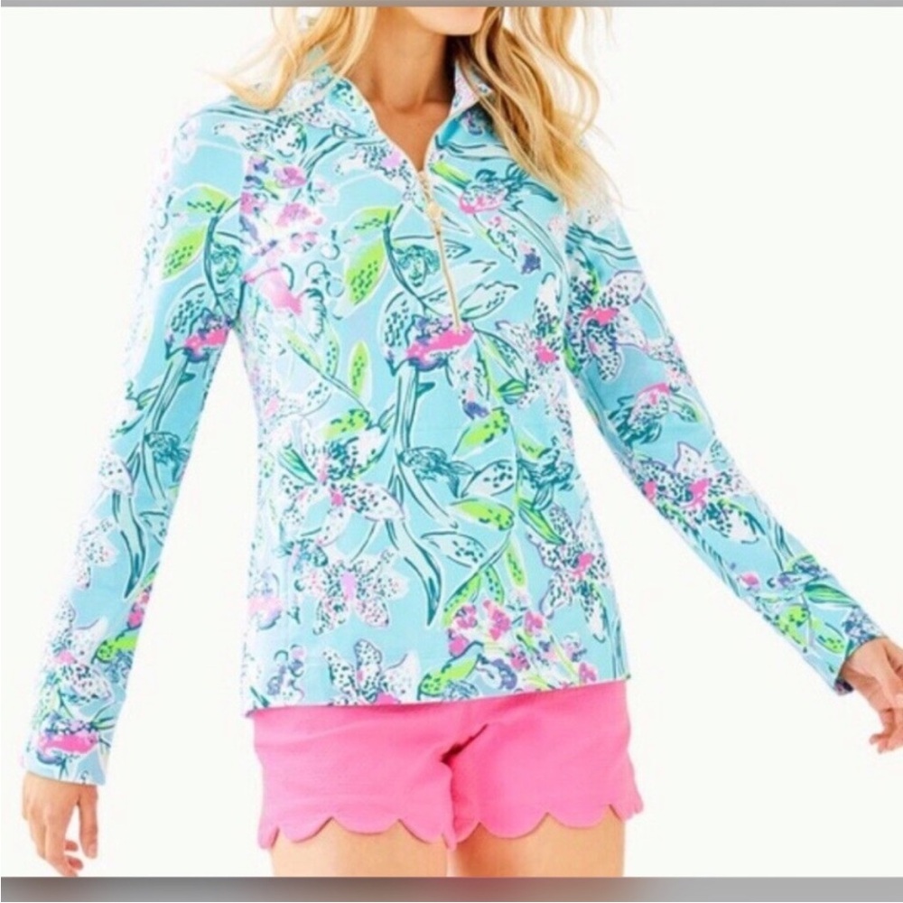 Lilly Pulitzer UPF 50+ Skipper Popover Bali Blue Sway This Way - Picture 4 of 9